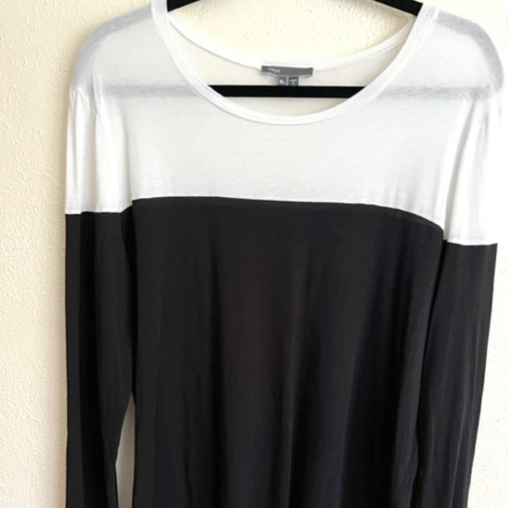 Vince Long Sleeve T-shirt Color Block, XL